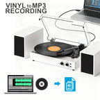 TE-003 Turntable System with External Speakers Bluetooth and USB Recording