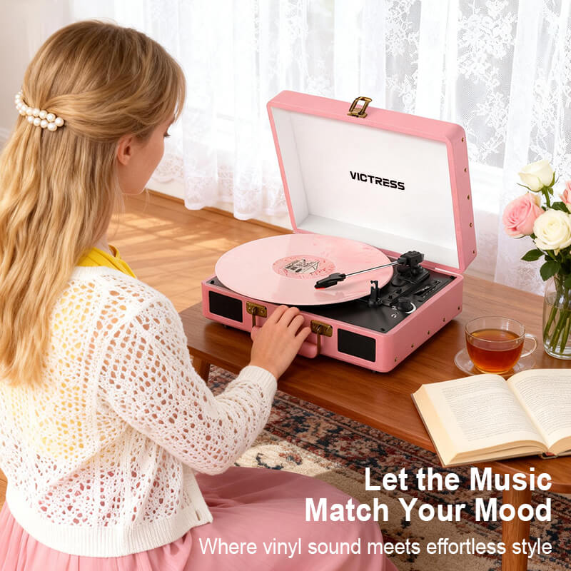 Usb Lp Recorder TE-2026 - Pink Bluetooth Suitcase Record Player with USB Vinyl Recorder ...