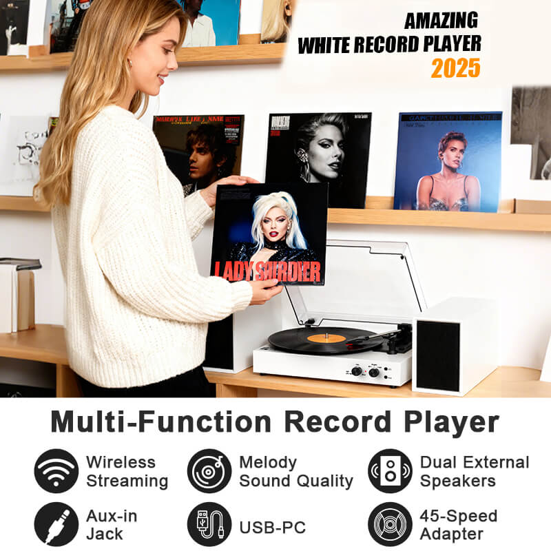 TE-003 Turntable System with External Speakers Bluetooth and USB Recording