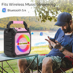 K170 Portable Karaoke Machine Dual Wireless Mics and RGB Disco Lights