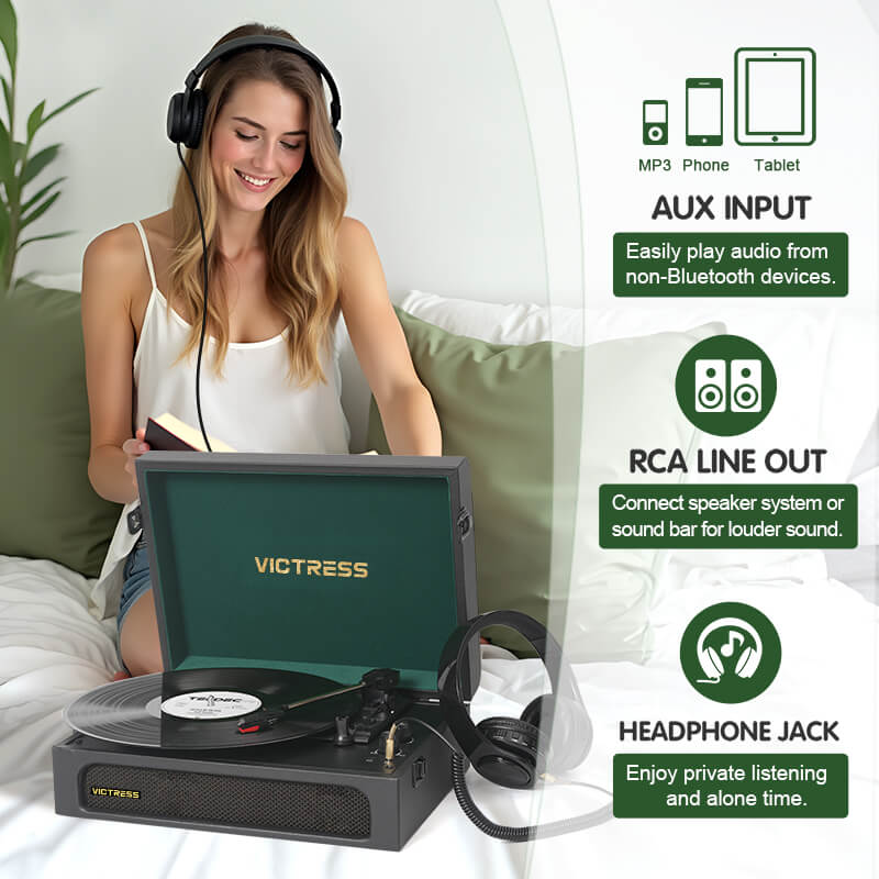 TE-108D Retro Portable Turntable and Stereo Speaker System