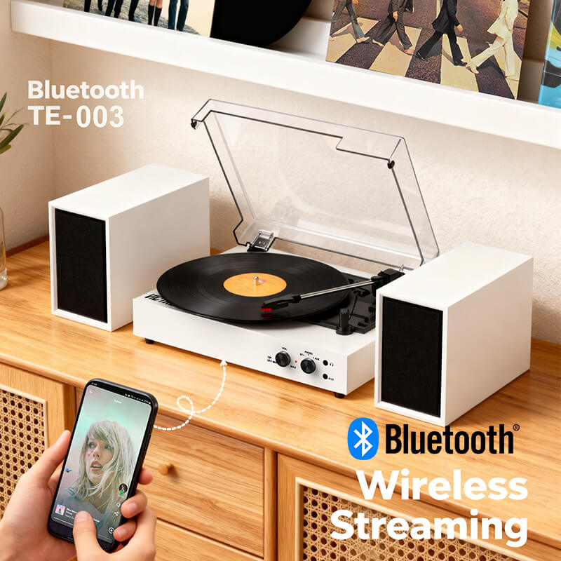 TE-003 Turntable System with External Speakers Bluetooth and USB Recording