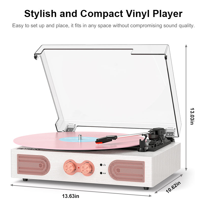 Tranlanin Vintage Bluetooth Record Player with Built-in Speakers