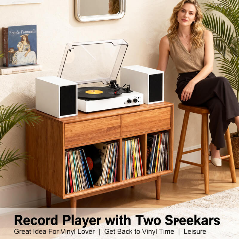 TE-003 Turntable System with External Speakers Bluetooth and USB Recording
