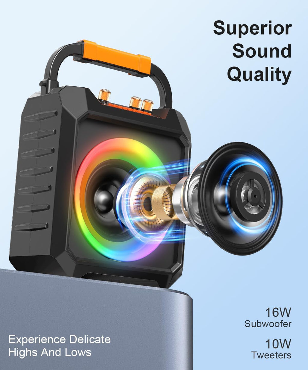 Karaoke Machine. 30W Karaoke Machine for Adults. Portable Karaoke Machine with 2 Wireless Microphones. LED Lights Speaker with Microphone. Supports TF/SD/USB. AUX in. FM. REC for Party - VICTRESS