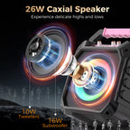 K170 Portable Karaoke Machine Dual Wireless Mics and RGB Disco Lights