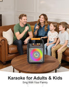 Karaoke Machine. 30W Karaoke Machine for Adults. Portable Karaoke Machine with 2 Wireless Microphones. LED Lights Speaker with Microphone. Supports TF/SD/USB. AUX in. FM. REC for Party - VICTRESS