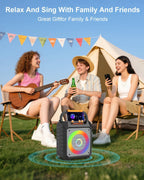 Karaoke Machine. 30W Karaoke Machine for Adults. Portable Karaoke Machine with 2 Wireless Microphones. LED Lights Speaker with Microphone. Supports TF/SD/USB. AUX in. FM. REC for Party - VICTRESS