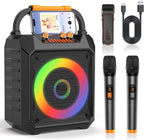 Karaoke Machine. 30W Karaoke Machine for Adults. Portable Karaoke Machine with 2 Wireless Microphones. LED Lights Speaker with Microphone. Supports TF/SD/USB. AUX in. FM. REC for Party - VICTRESS