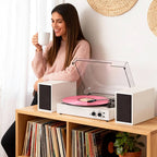 TE-003 Turntable System with External Speakers Bluetooth and USB Recording