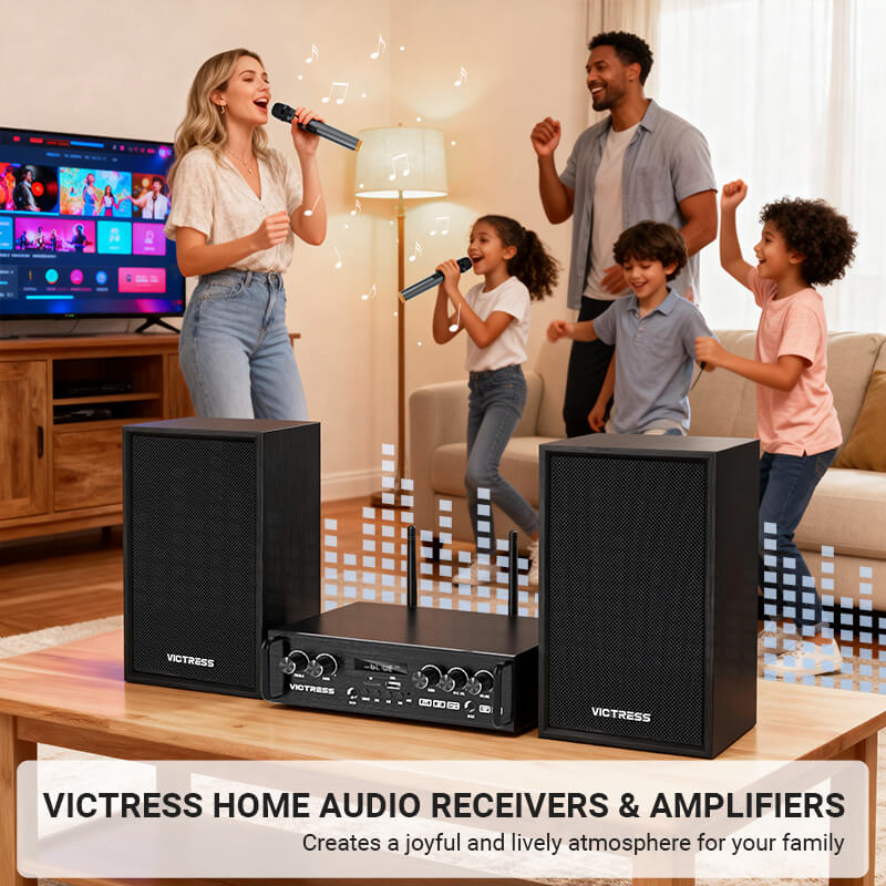 Victress AH001 450W Hi-Fi Bluetooth Amplifier with Wireless Microphones