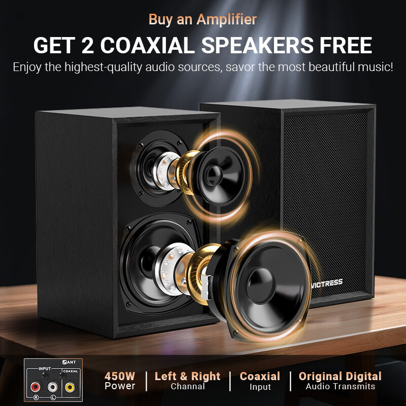 Victress AH001 450W Hi-Fi Bluetooth Amplifier with Wireless Microphones