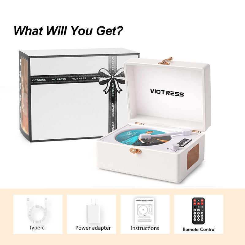 CD-001 All-in-One CD Player 360° Hi-Fi Surround Sound and Remote