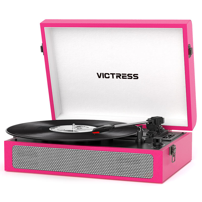 TE-108D Retro Portable Turntable and Stereo Speaker System