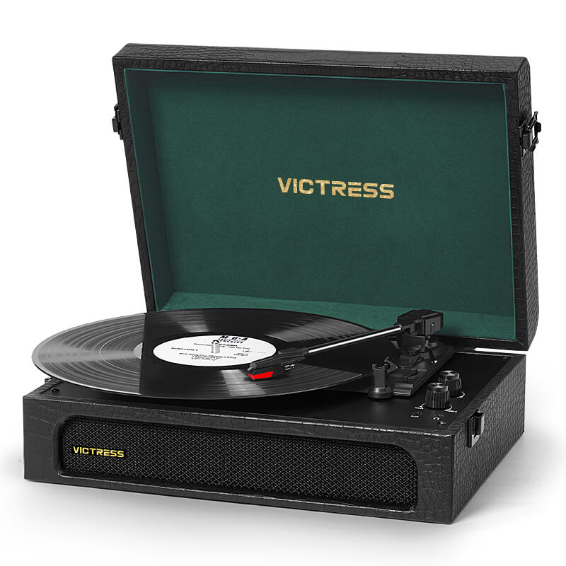 TE-108D Retro Portable Turntable and Stereo Speaker System