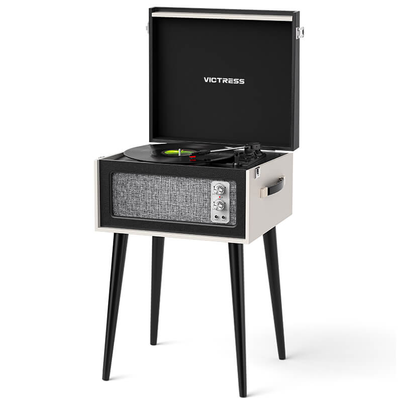 TE-2015C Pink Standing Turntable 4-Speaker HiFi USB to PC Recording