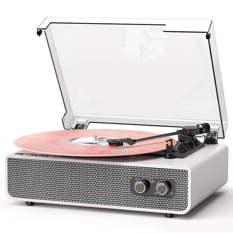 TE-2018 Black Leather Bluetooth Record Player with Auto-Stop and RCA Output