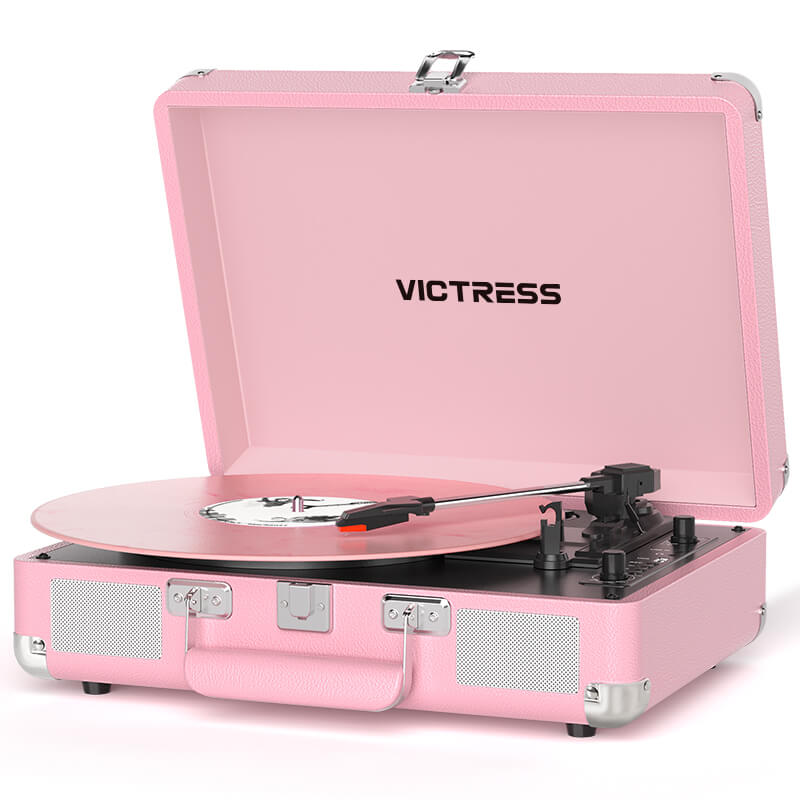 TE-2021 Bluetooth 5.0 Portable Turntable USB Recording and Speakers