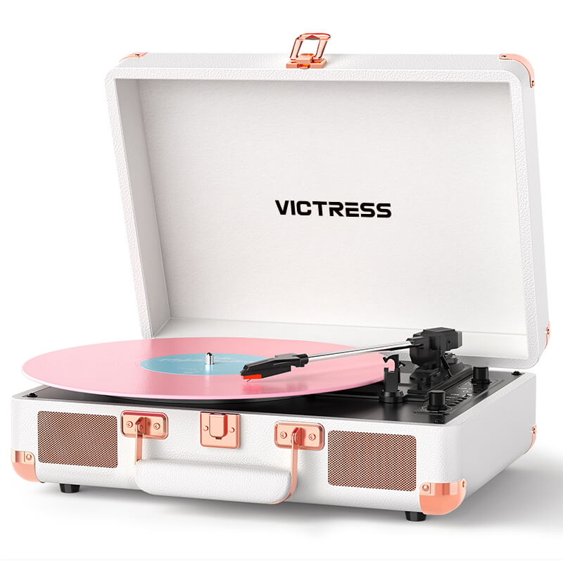 TE-2021 Bluetooth 5.0 Portable Turntable USB Recording and Speakers