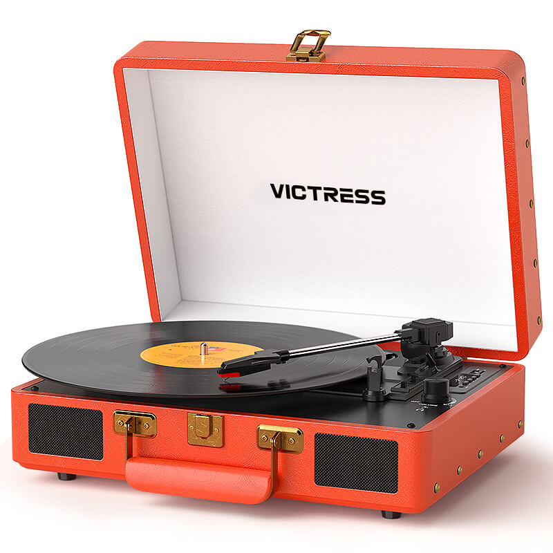 TE-2026 Pink Portable Turntable USB Recording and Bluetooth