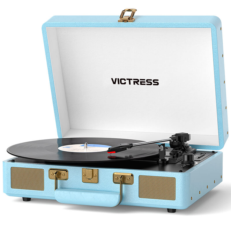 TE-2026 Pink Portable Turntable USB Recording and Bluetooth