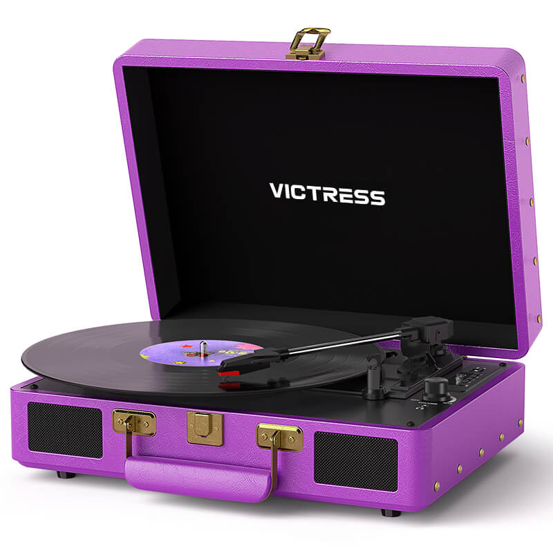 TE-2026 Pink Portable Turntable USB Recording and Bluetooth