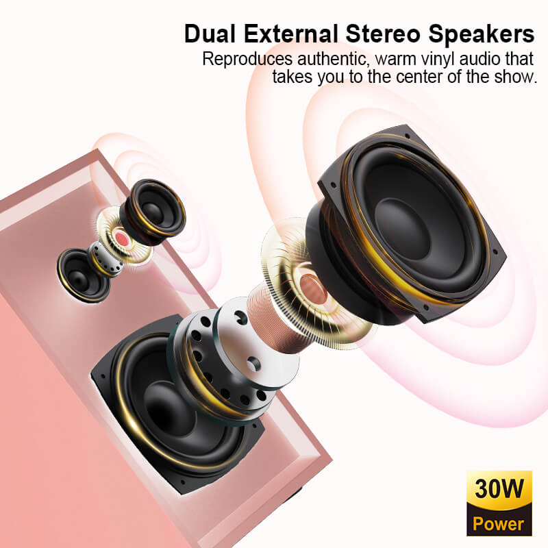 TE-2028C 3-Speed Turntable with External Stereo Speakers and Bluetooth