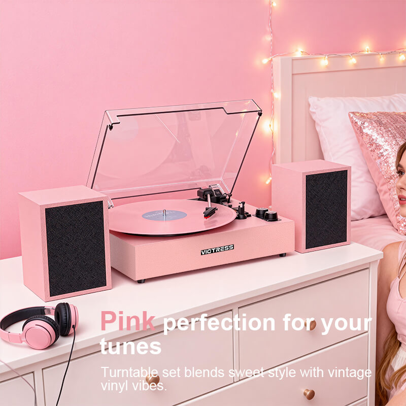 TE-2028C 3-Speed Turntable with External Stereo Speakers and Bluetooth