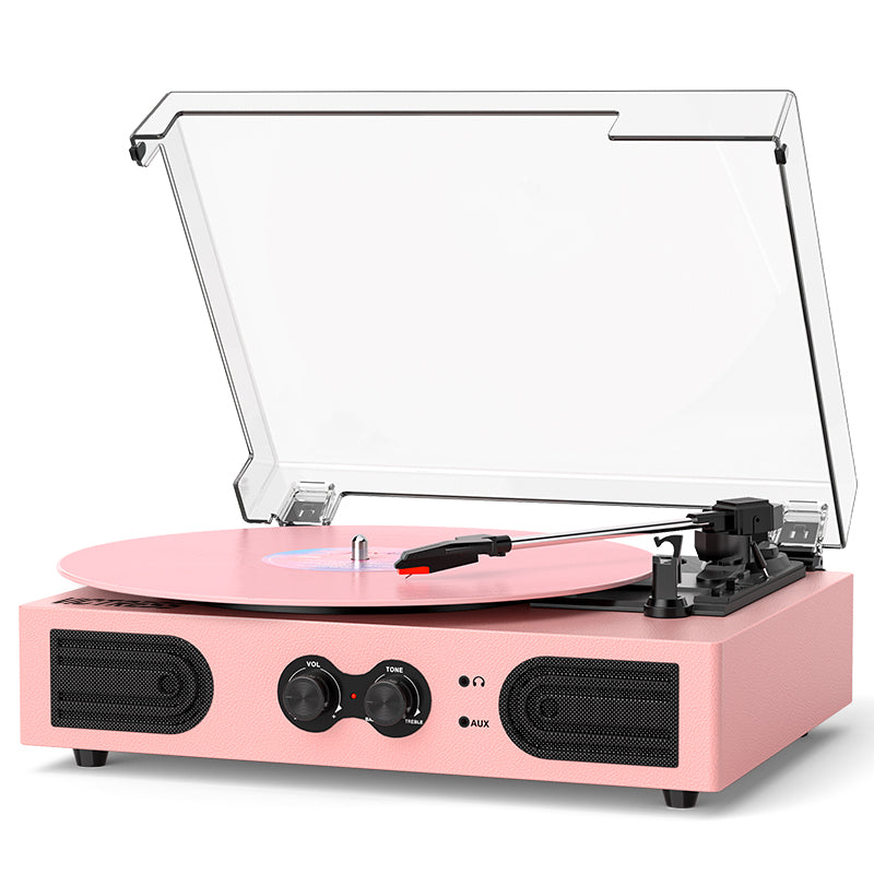 Tranlanin Vintage Bluetooth Record Player with Built-in Speakers