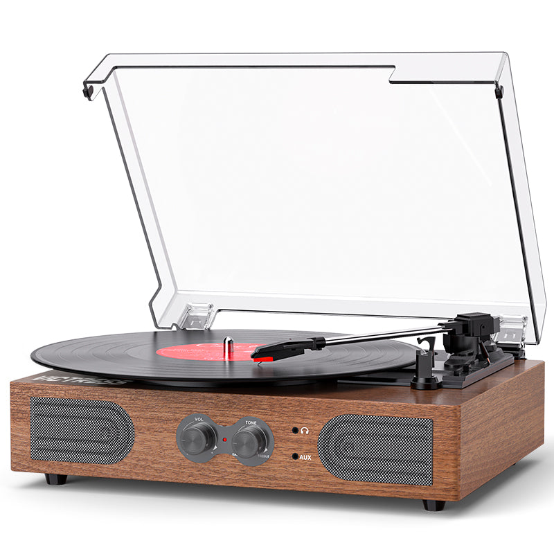 Tranlanin Vintage Bluetooth Record Player with Built-in Speakers
