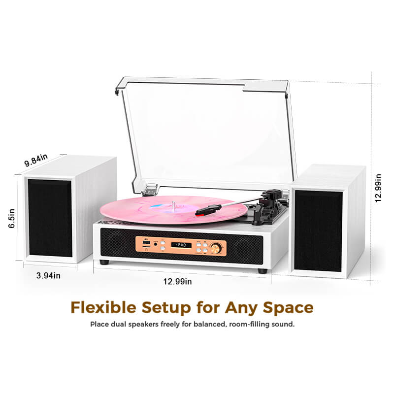 TE-2033B All-in-One Hi-Fi Turntable with 4+2 Speaker System and USB Recording