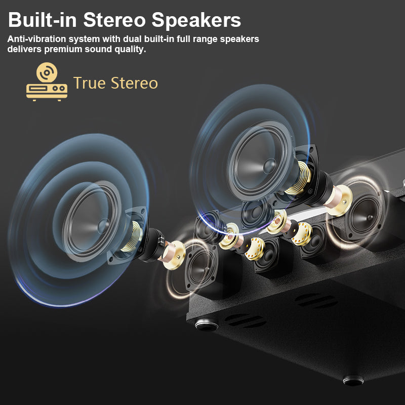 TE-3008 Full-Size Turntable with Adjustable Counterweight and Bluetooth Output