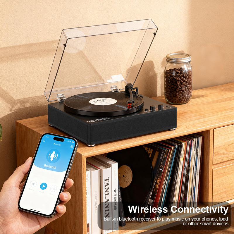 TE-3008 Full-Size Turntable with Adjustable Counterweight and Bluetooth Output