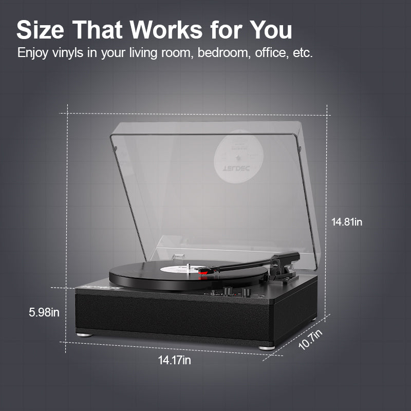 TE-3008 Full-Size Turntable with Adjustable Counterweight and Bluetooth Output