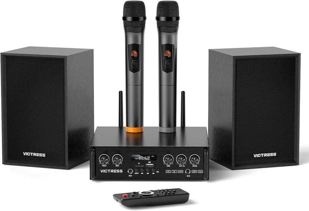 Victress AH001 450W Hi-Fi Bluetooth Amplifier with Wireless Microphones