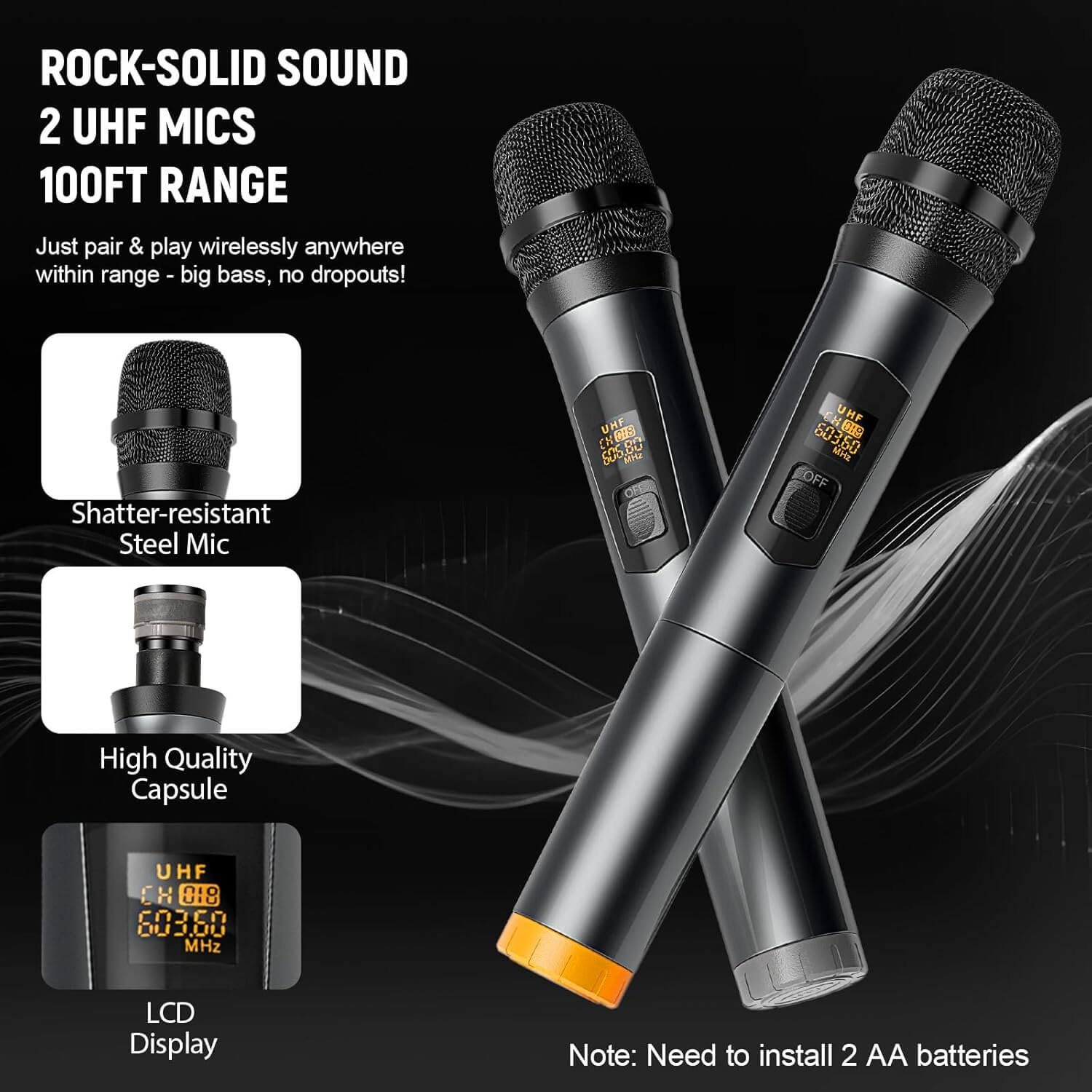 Victress AH001 450W Hi-Fi Bluetooth Amplifier with Wireless Microphones